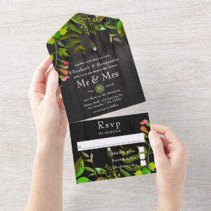 Waterverf Rustic Garden Backyard Barn Wedding All In One Uitnodiging