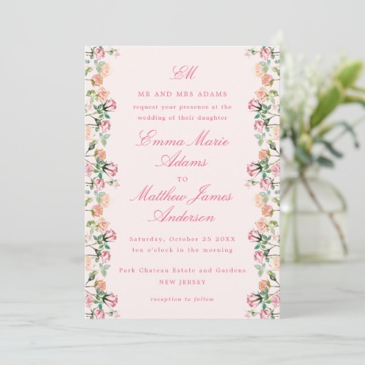 Waterverf Rustic Garden Boho Chic Wedding Kaart (Staand voorkant)