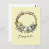 Waterverf Rustic Grapevine & Egg Nest Pasen Briefkaart (Voorkant / Achterkant)