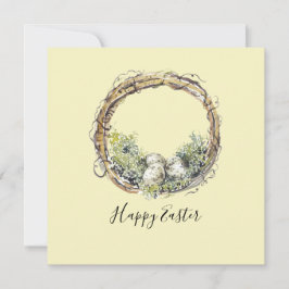 Waterverf Rustic Grapevine & Egg Nest Pasen Kaart