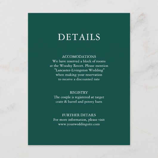 Waterverf Rustic Green Pine Trees Informatiekaartje (Voorkant)