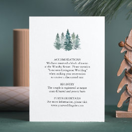 Waterverf Rustic Green Pine Trees Informatiekaartje