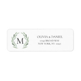 Waterverf Rustic Green WreatReturn Address Etiket