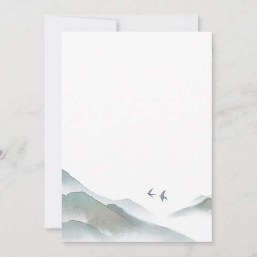 Waterverf Rustic Greenery Mountain Bewaar de datum Kaart (Achterkant)