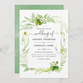 Waterverf Rustic Greenery Wedding Kaart (Voorkant / Achterkant)