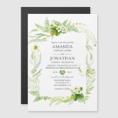 Waterverf Rustic Greenery Wedding Magnetische Uitnodiging (Voorkant / Achterkant)