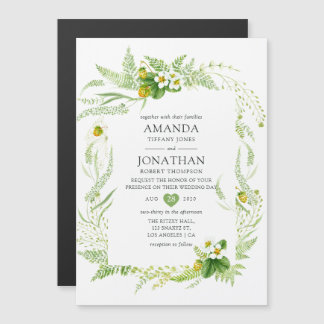 Waterverf Rustic Greenery Wedding Magnetische Uitnodiging