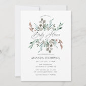 Waterverf Rustic Greenery Winter Baby shower Kaart (Voorkant)