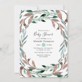 Waterverf Rustic Greenery Winter Baby shower Kaart (Voorkant)