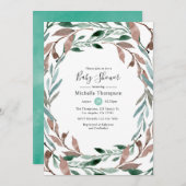 Waterverf Rustic Greenery Winter Baby shower Kaart (Voorkant / Achterkant)