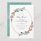 Waterverf Rustic Greenery Winter Baby shower Kaart (Voorkant / Achterkant)
