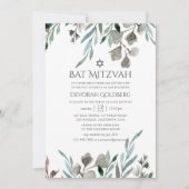 Waterverf Rustic Greenery Winter Bat Mitzvah Kaart (Voorkant)