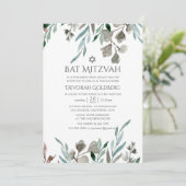 Waterverf Rustic Greenery Winter Bat Mitzvah Kaart (Staand voorkant)