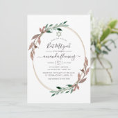 Waterverf Rustic Greenery Winter Bat Mitzvah Kaart (Staand voorkant)