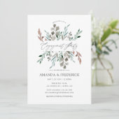 Waterverf Rustic Greenery Winter Engagement Party Kaart (Staand voorkant)