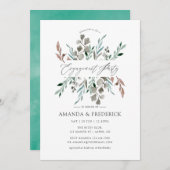 Waterverf Rustic Greenery Winter Engagement Party Kaart (Voorkant / Achterkant)
