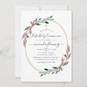 Waterverf Rustic Greenery Winter Heilige Communie Kaart (Voorkant)