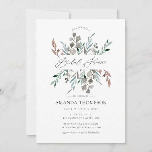 Waterverf Rustic Greenery Winter Vrijgezellenfeest Kaart (Voorkant)