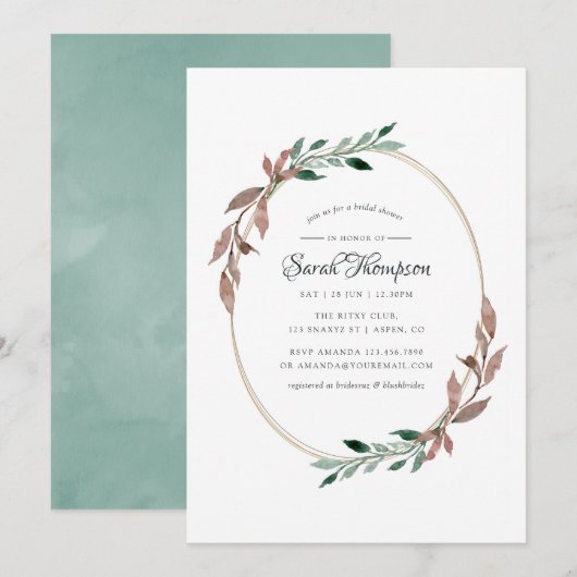 Waterverf Rustic Greenery Winter Vrijgezellenfeest Kaart (Voorkant / Achterkant)