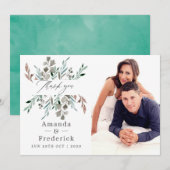 Waterverf Rustic Greenery Winter Wedding Bedankkaart (Voorkant / Achterkant)