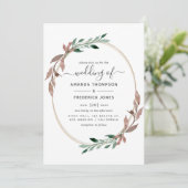 Waterverf Rustic Greenery Winter Wedding Kaart (Staand voorkant)