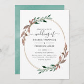 Waterverf Rustic Greenery Winter Wedding Kaart (Voorkant / Achterkant)