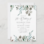 Waterverf Rustic Greenery Winter Wedding Kaart (Voorkant)