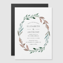 Waterverf Rustic Greenery Winter Wedding Magnetische Uitnodiging