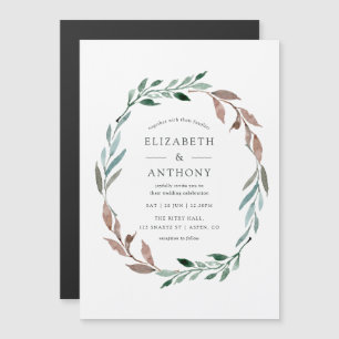 Waterverf Rustic Greenery Winter Wedding Magnetische Uitnodiging