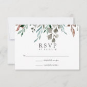 Waterverf Rustic Greenery Winter Wedding RSVP Kaartje (Voorkant)