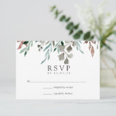 Waterverf Rustic Greenery Winter Wedding RSVP Kaartje (Staand voorkant)