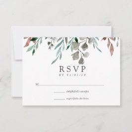 Waterverf Rustic Greenery Winter Wedding RSVP Kaartje