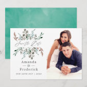 Waterverf Rustic Greenery Winter Wedding Save The Date (Voorkant / Achterkant)