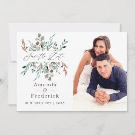 Waterverf Rustic Greenery Winter Wedding Save The Date