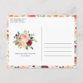 Waterverf Rustic Herfst Flowers Baby shower Uitnodiging Briefkaart (Achterkant)