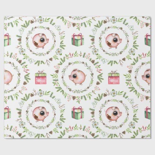 Waterverf Rustic kerstmis Cadeaupapier (Vlak)