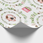 Waterverf Rustic kerstmis Cadeaupapier (Hoek)