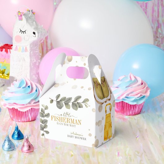 Waterverf Rustic Little Fisherman Baby shower Bedankdoosjes