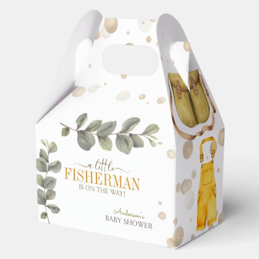 Waterverf Rustic Little Fisherman Baby shower Bedankdoosjes (Voorkant)