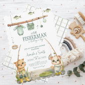Waterverf Rustic Little Fisherman Baby shower Kaart