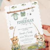 Waterverf Rustic Little Fisherman Baby shower Kaart