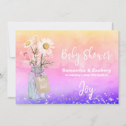 *~* Waterverf Rustic Mason Floral Baby shower Kaart (Voorkant)