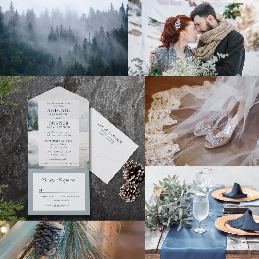 Waterverf Rustic Misty Mountain Lake Programmakaart