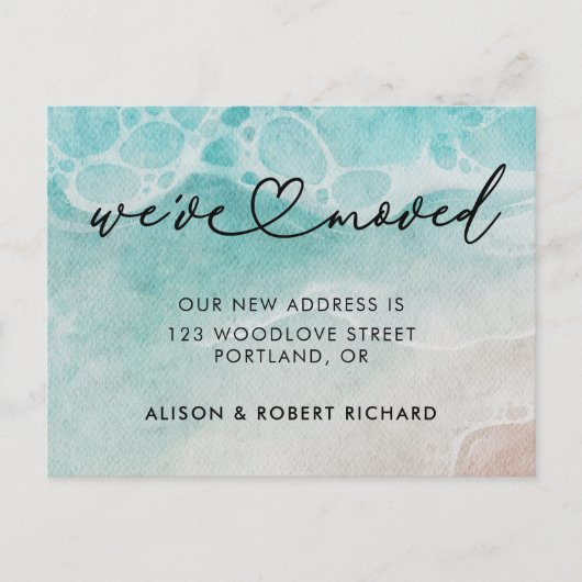 Waterverf Rustic New Address Verhuisaankondiging Briefkaart (Voorkant)