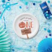 Waterverf Rustic One 1st Birthday Little Pumpkin Papieren Bordje (Feest)