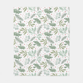 Waterverf Rustic Pine Forest Berry Garland Fleece Deken