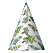 Waterverf Rustic Pine Forest Pattern Winter Feesthoedjes (Achterkant)