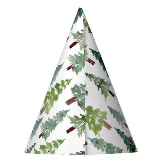 Waterverf Rustic Pine Forest Pattern Winter Feesthoedjes (Achterkant)