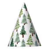 Waterverf Rustic Pine Forest Pattern Winter Feesthoedjes (Voorkant)