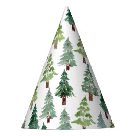 Waterverf Rustic Pine Forest Pattern Winter Feesthoedjes